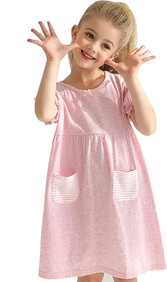 Amazon 在庫一掃セール Yosion ガールズ パジャマ 薄い 半袖 可愛い 子供 ネグリジェ 夏 綿100 女の子 ナイトドレス 柔らかい キッズ ワンピース パジャマ ルームウェア ナイトウェア ワンピース ドレス パジャマ 通販