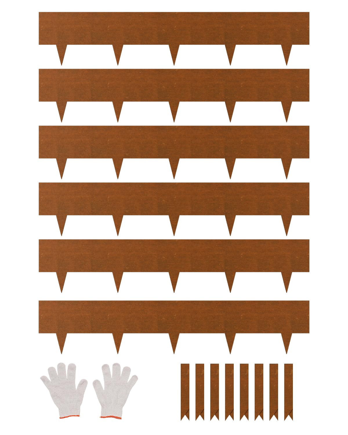 VEVOR Bordure de Jardin en Acier, Lot de 6, Bordures Paysagères en Métal, Résistant aux Intempéries, 1016 x 203,2 mm, Installation Simple, Bandes Pliables pour Séparateur de Chemin de Cour, Pelouse