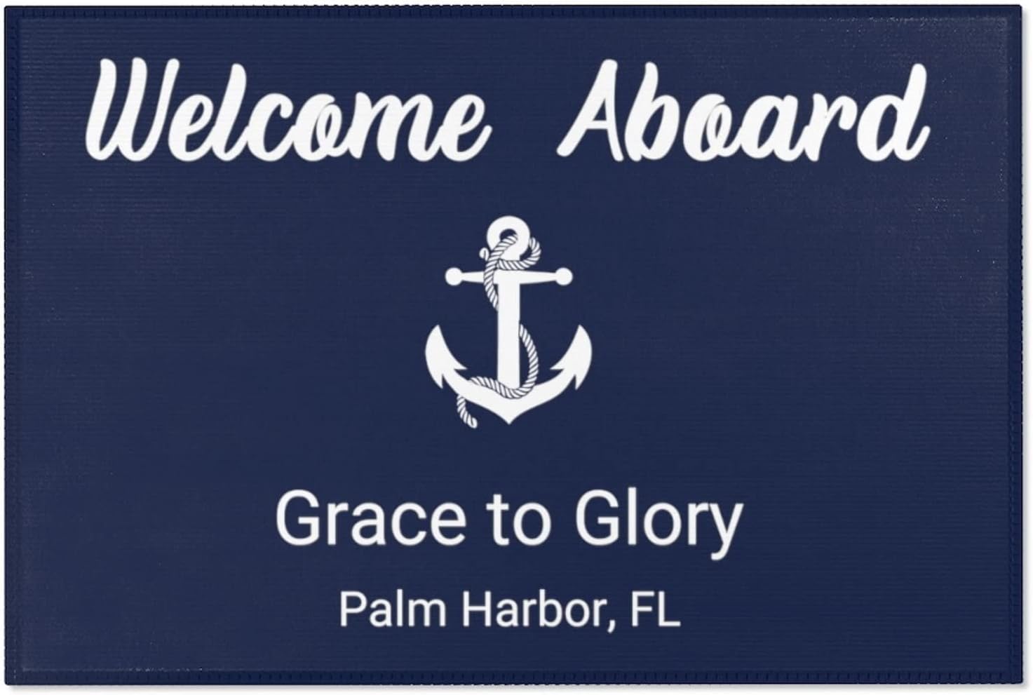 Welcome Aboard Door Mat, Personalized Nautical Mat,Custom Custom Coastal Rug, Nautical Gift, Nautical Decor, Personalized Boat Gifts (36 inches × 24 inches ), Navy