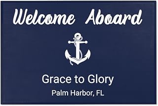 Welcome Aboard Door Mat, Personalized Nautical Mat,Custom Custom Coastal Rug, Nautical Gift, Nautical Decor, Personalized Boat Gifts (91 x 61 cm)