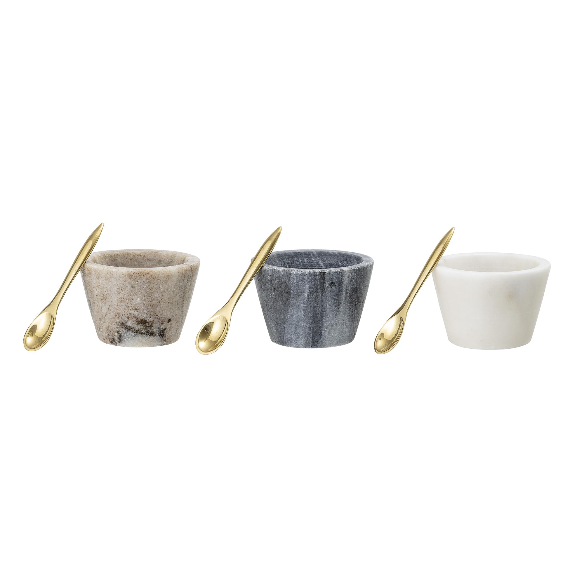 Bloomingville Bowl with Spoon Gatherings White Brown Black Gold Marble