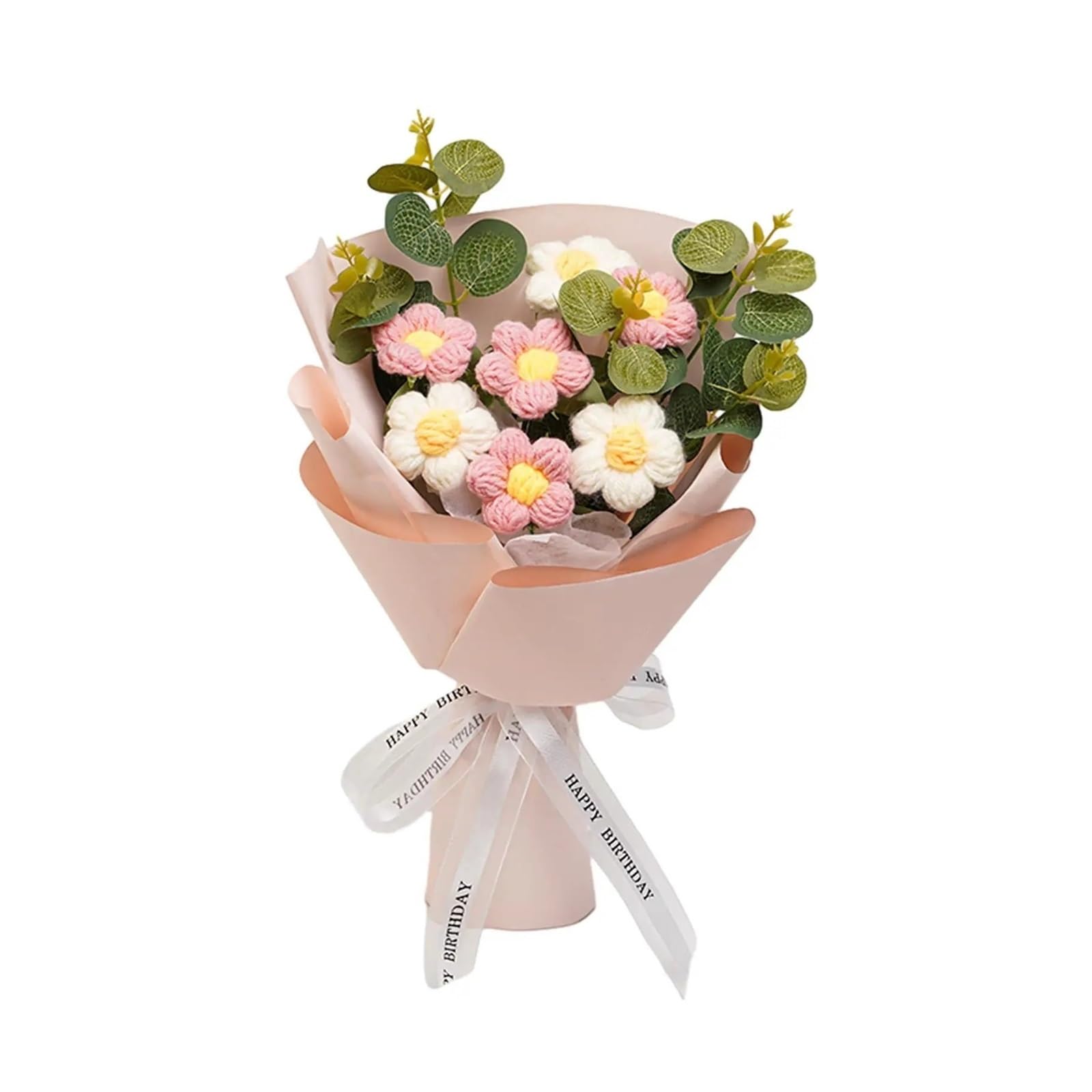 FCfpxwtz Artificial Crochet Flower, Crochet Flower Bouquet Multicolor For Home Decor Party Graduation Anniversary(Pink)