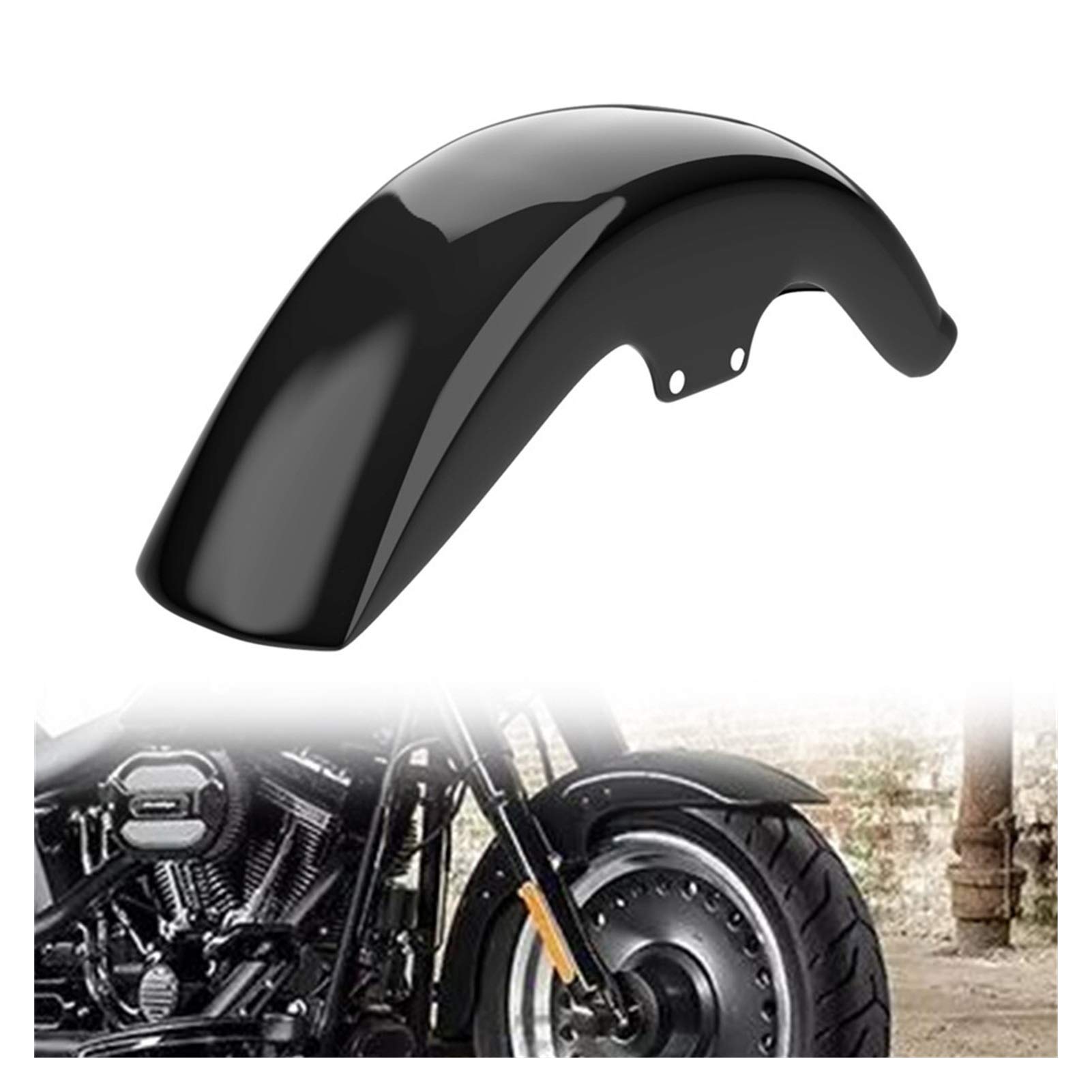 Parafango Anteriore Corto Per Harley-Davidson Softail M8 Fatboy FLFB/FLFBS (2018-2023) - Colore Nero Lucido, In Metallo