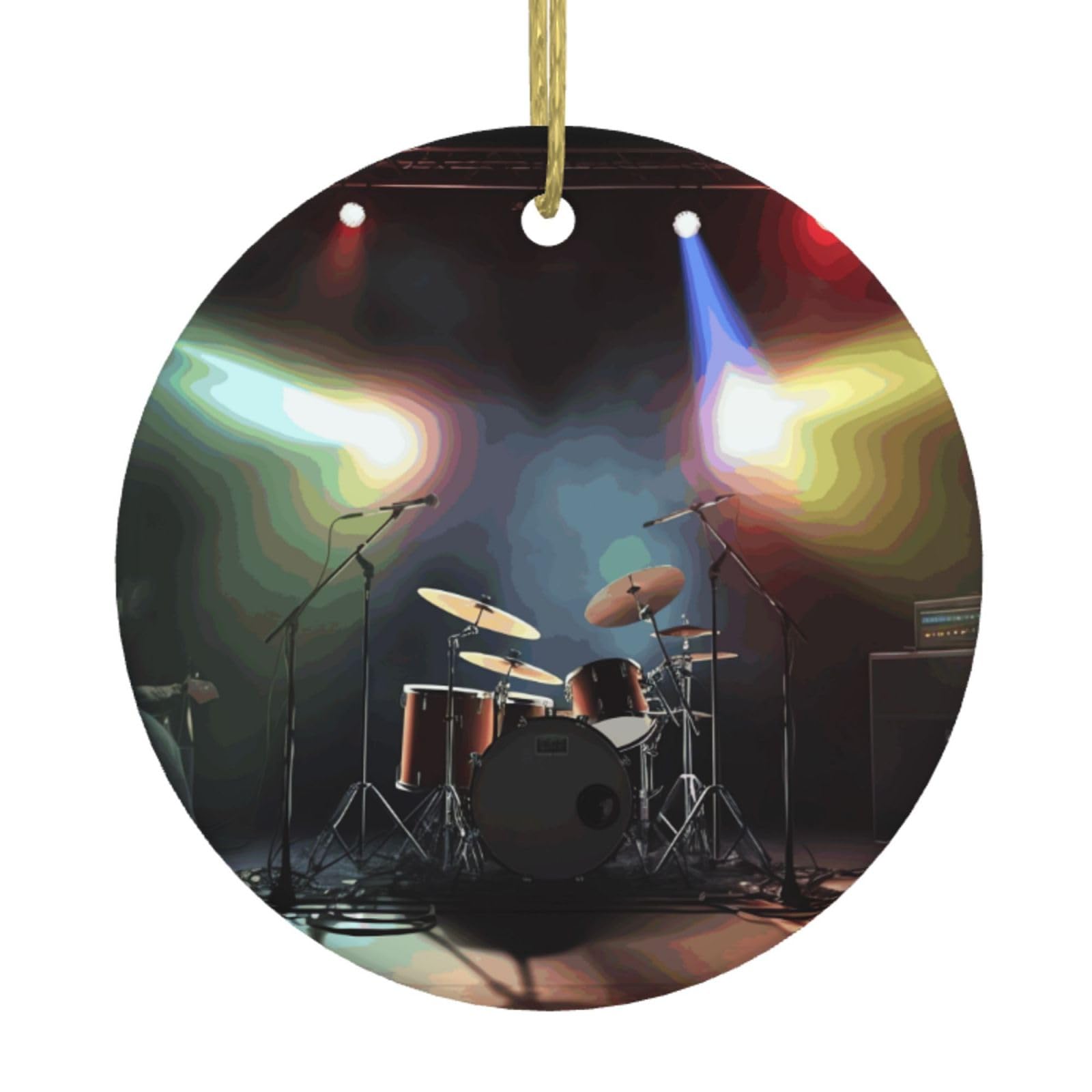 Christmas Ornaments Rock Band Stage Ceramic Ornament Pentagram Hanging Porcelain Ornaments Xmas Tree Hanging Ornament For Christmas Trees Halloween