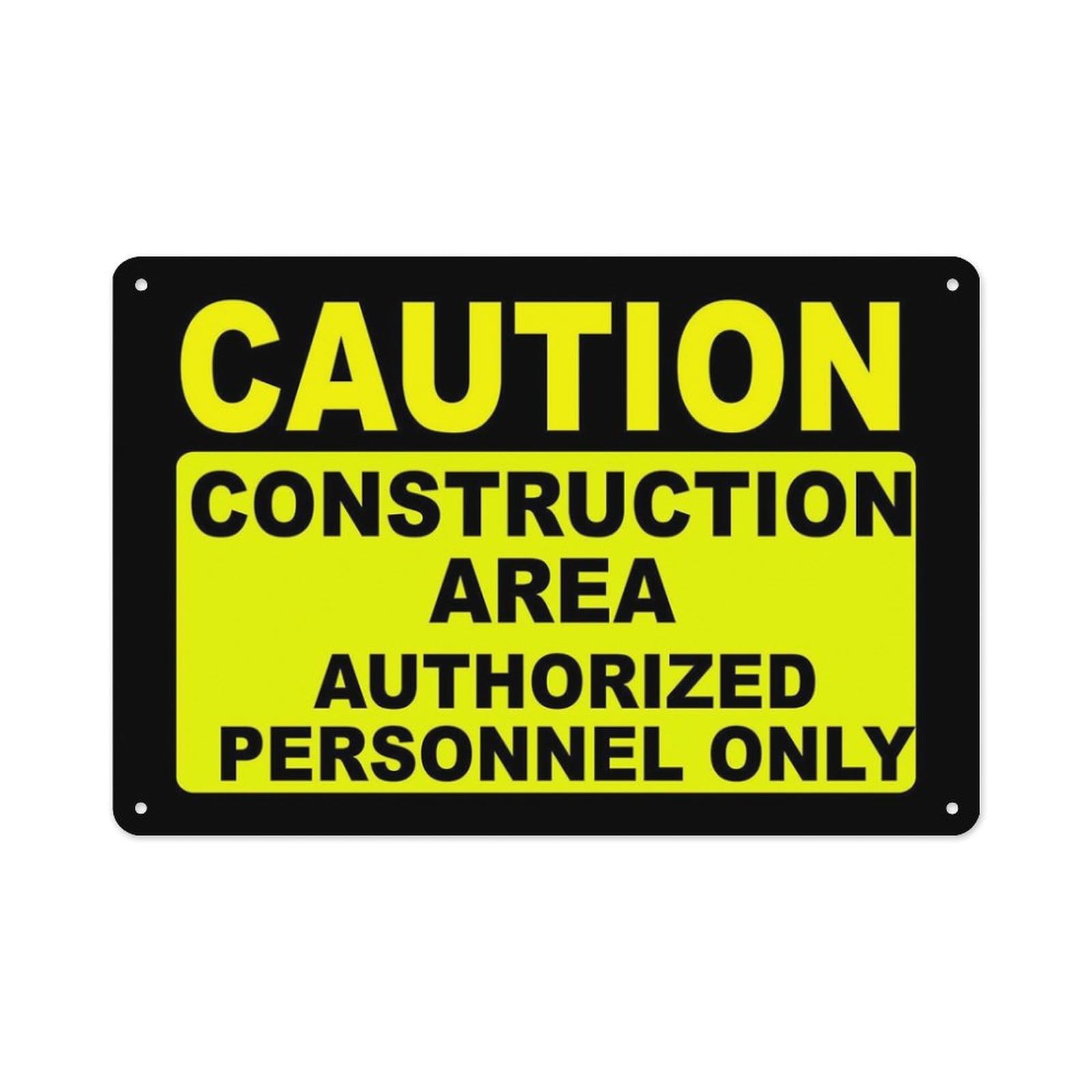Peiyeety A05 Caution Construction Zone Authorized Personnel Only Sign. Work Site Security Aluminum Tin Warning Signs For Home Outdoor Garden 12X16 Inches