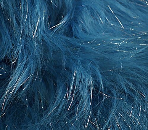 Faux Fur Fabric Long Pile Sparkling Tinsel Turquoise / 58" Wide/Sold by the Yard image 2