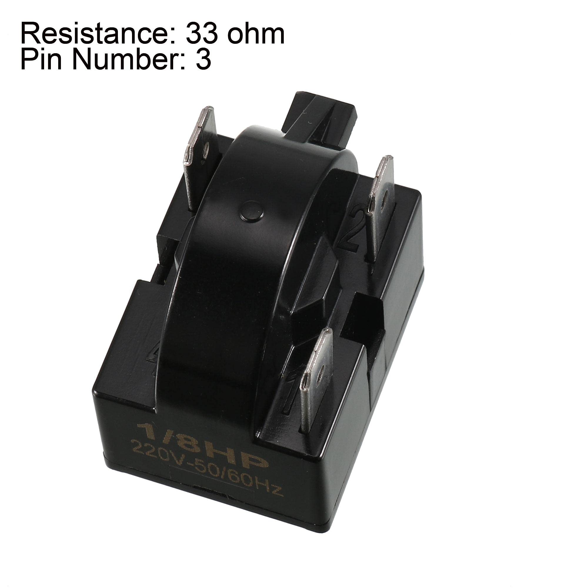 Relé de arranque del refrigerador 33 ohmios 3 pines + protectores de sobrecarga térmica del compresor 2