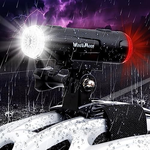 2in1 USB Rechargeable Helmet Light with Bracket Mount Night Bike Light Riding Safety 5 Warning Light Modes IP66 Waterproof Bicycle Light, 360° Rotatable Multifunction Bike Headlight
