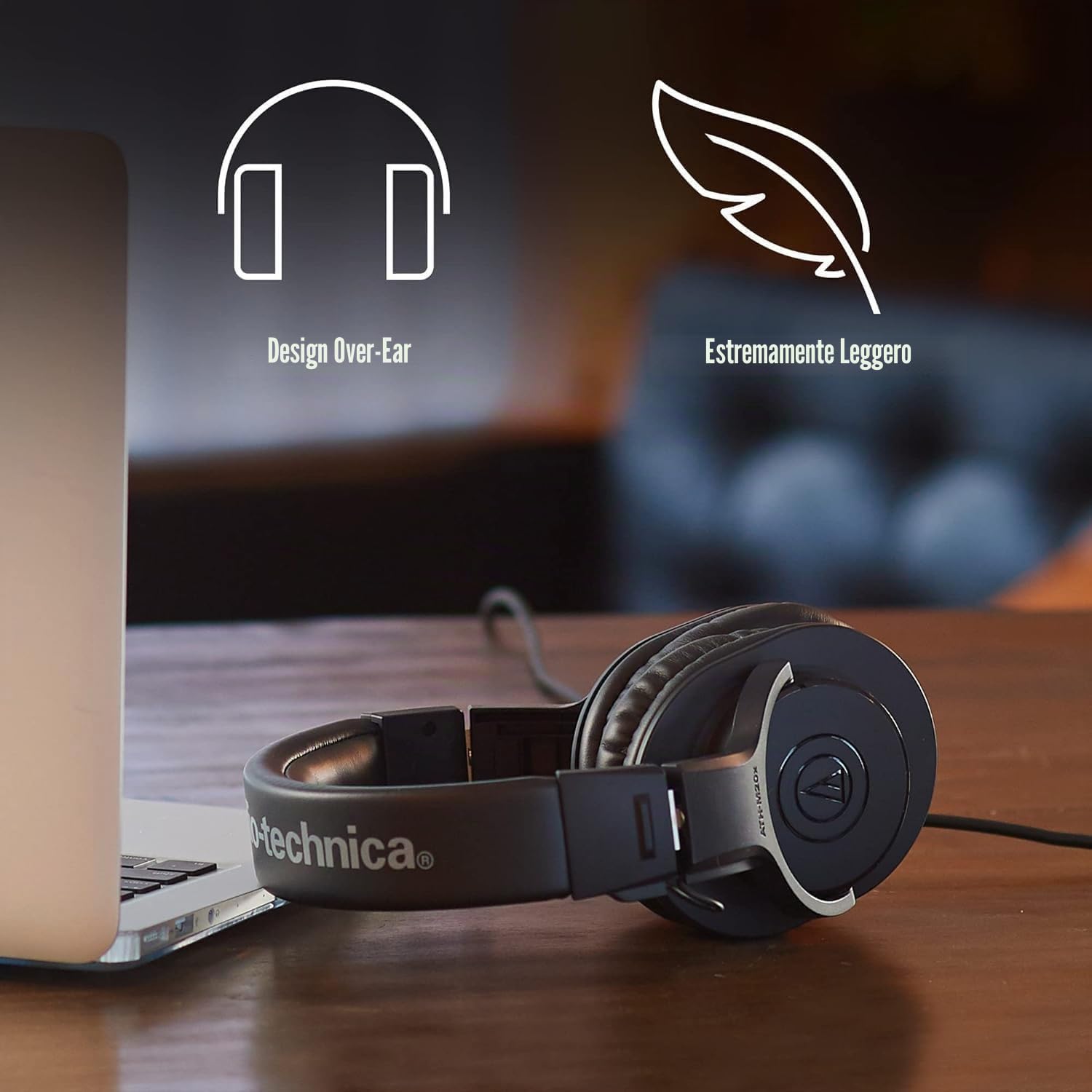 Audio-Technica ATH-M20X Cuffie professionali da studio per la registrazione in studio, i creatori, i podcast e l'ascolto quotidiano.