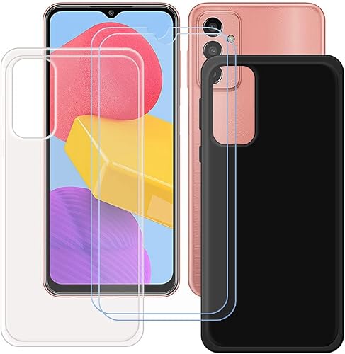 FZYM Funda para Samsung Galaxy F13 + paquete de 2 protectores de pantalla de vidrio templado, pelĂcula protectora delgada transparente + negro suave FZYM Funda para Samsung Galaxy F13 + paquete de 2 protectores de pantalla de vidrio templado, pelĂcula protectora delgada transparente + negro suave