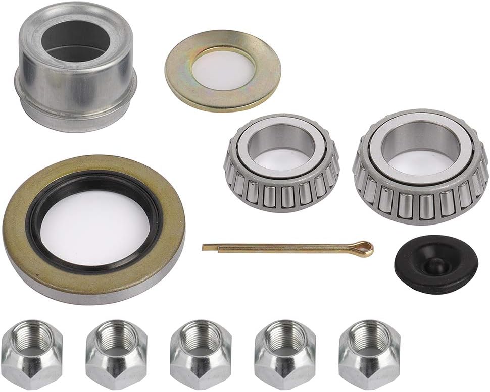 ECCPP Boat Trailer Hub Kit 5 Bolt 1 1/16 x 1 3/8 44649 x 68149 Silver Tapered Spindle Galvanized 3500lb