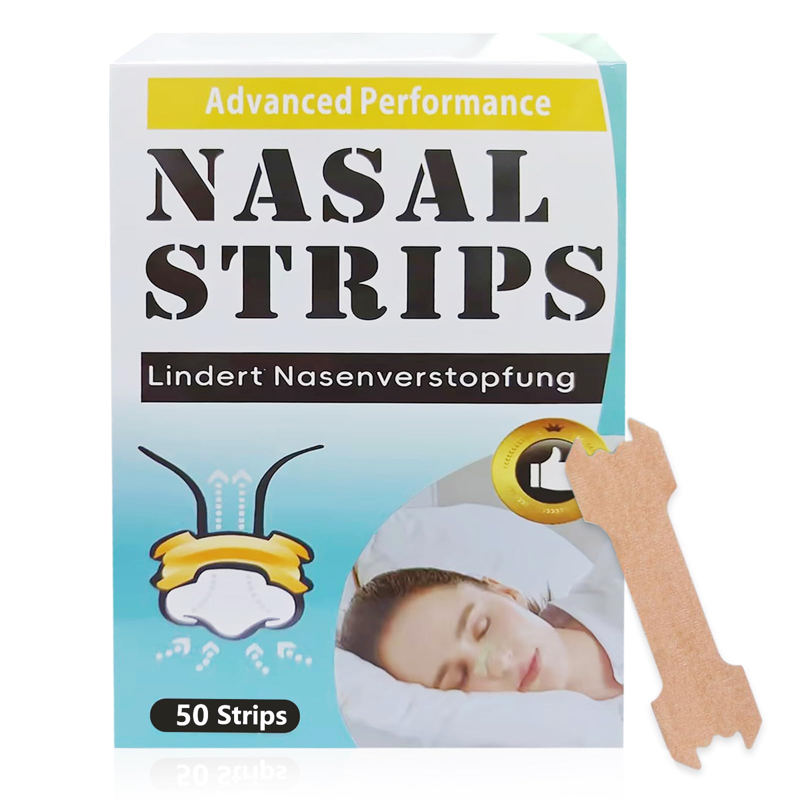 NozibyeNasal Strips for Sleeping - Anti-Snore Nose Strips to Improve Airflow - 50pcs (Tan)