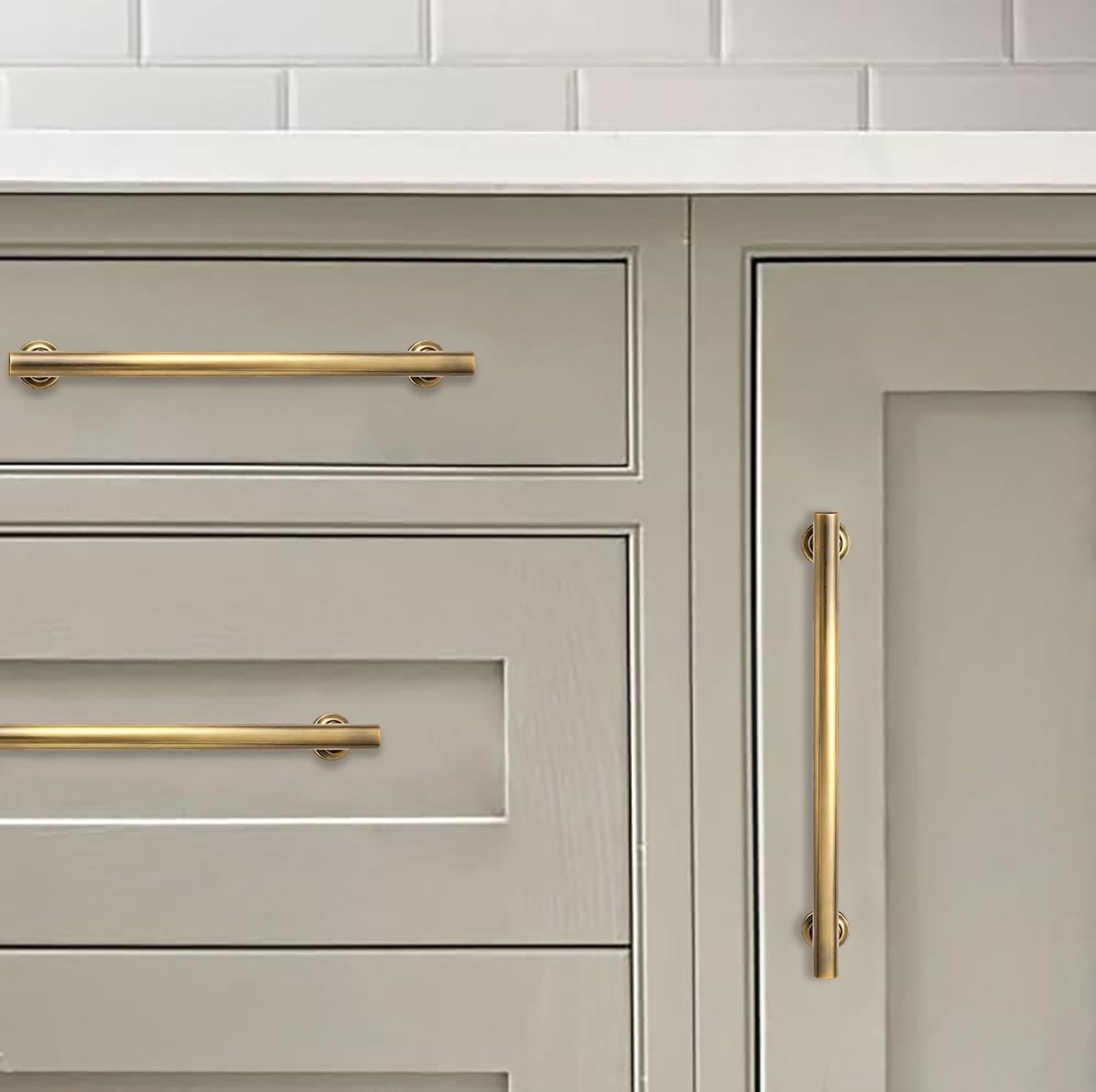 KHTUMEWARE-297 Antique Brass Appliance Pulls CTC 12 in (305 mm) in Antique Brass — KHTUMEWARE