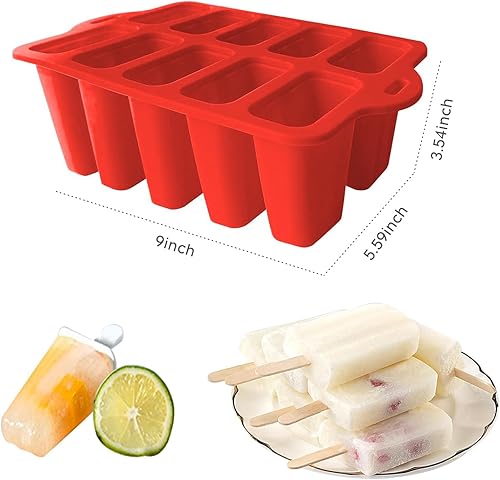 Miniatura 2 de Moldes de paletas de fácil liberación, moldes de silicona de 10 cavidades con palitos, juego de moldes para hacer paletas, molde para hacer paletas