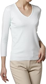 CorLeonis(コルレオニス) いつまでも柔らかな肌触りで着心地がいいVネック カットソー(7分袖)