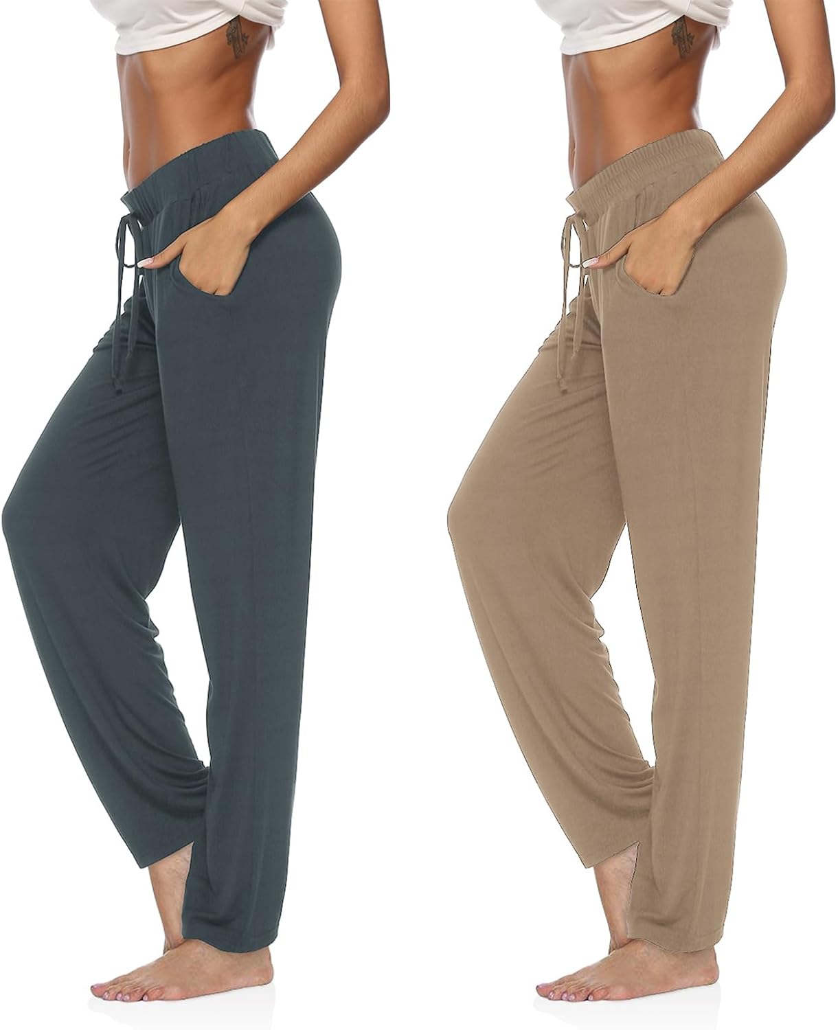 DIBAOLONG Womens Yoga Pants Wide Leg Comfy Drawstring Loose Straight Lounge Running Workout Legging