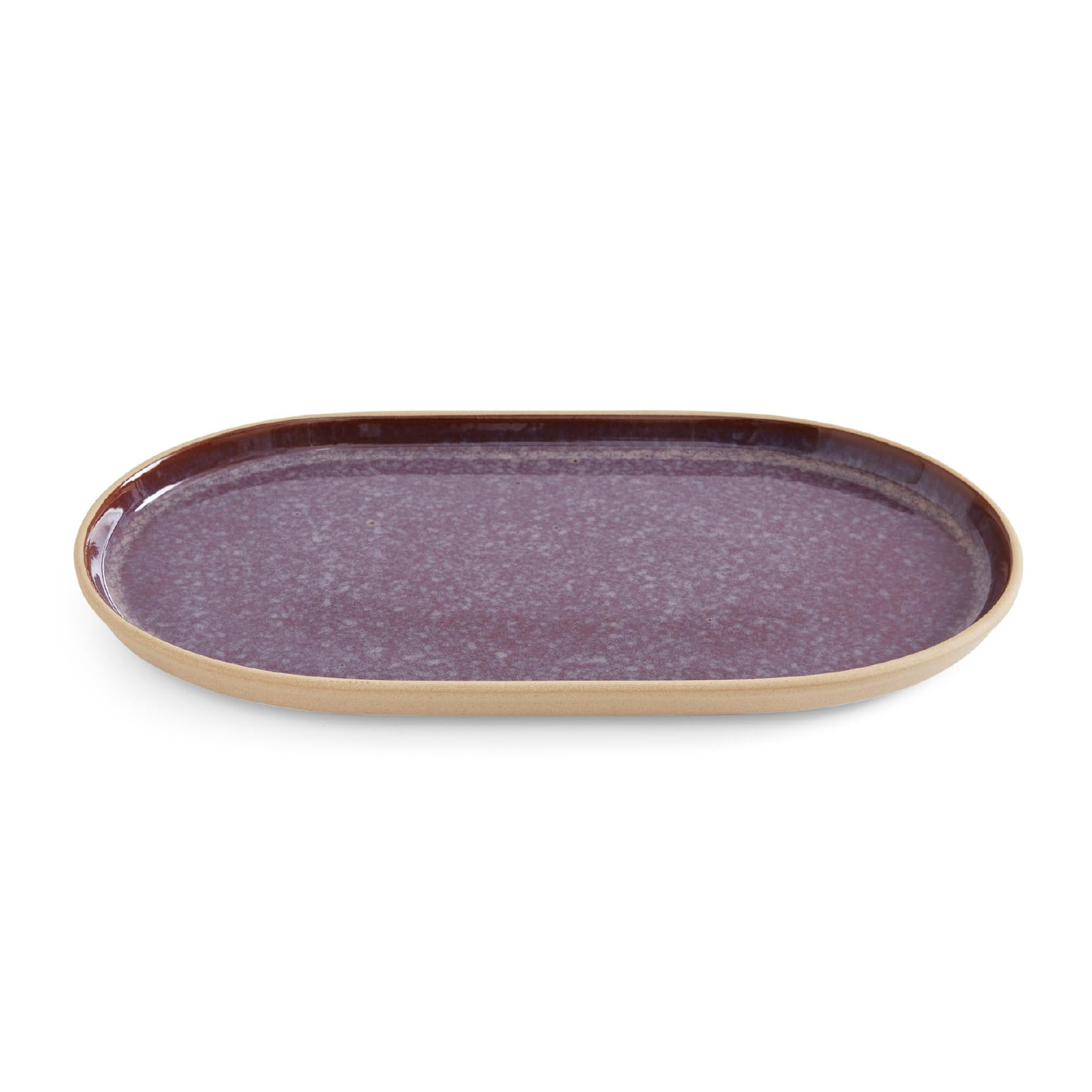 Portmeirion x Minerals Amethyst Plateau ovale moyen (30 cm) – Plat de service en grès émaillé violet réactif pour partager, manger et recevoir au quotidien