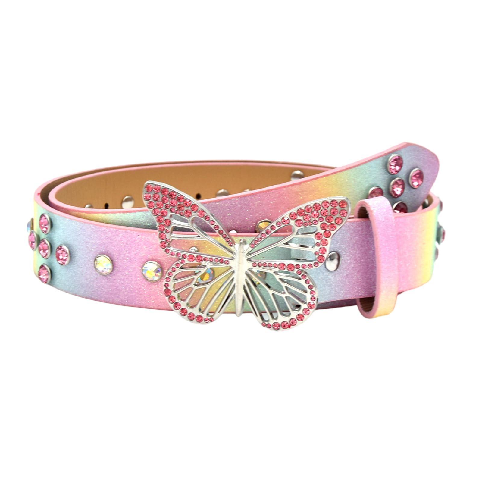 MICFENY Trendy Glittering Rhinestones Butterfly Waistband 2000s Theme Adjustable Waist Belt for Women and Teens Daily Wear