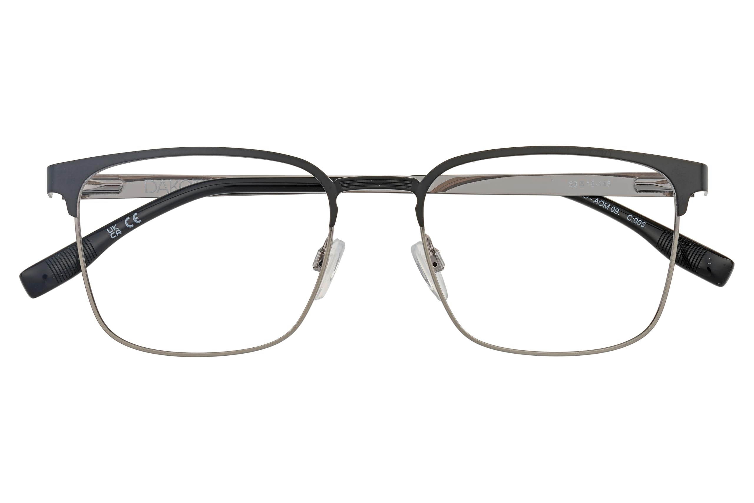 DAKOTA Brille mit Sehstärke für Herren optional mit Sonnenbrillentönung oder Blaulichtfilter, Quadratisch, gefertigt aus Metall (inklusive Brillenetui)