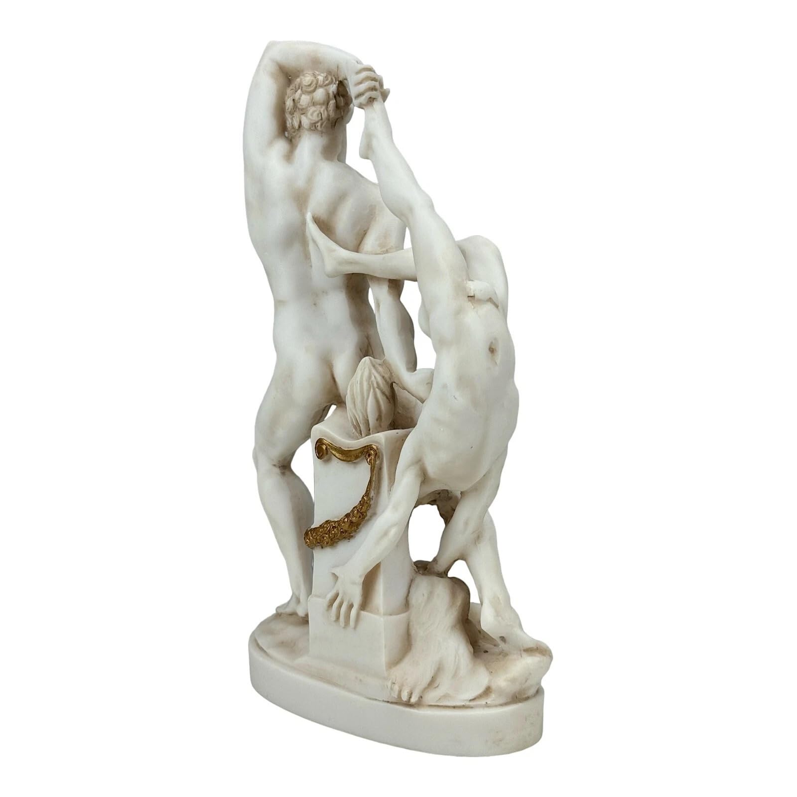 Statua della mitologia greca di Ercole che lancia lichas - Scultura in marmo fuso con finitura patina grigia, replica del museo Canova, dipinta a mano in Grecia, statuetta d'arte romana classica, 25,4
