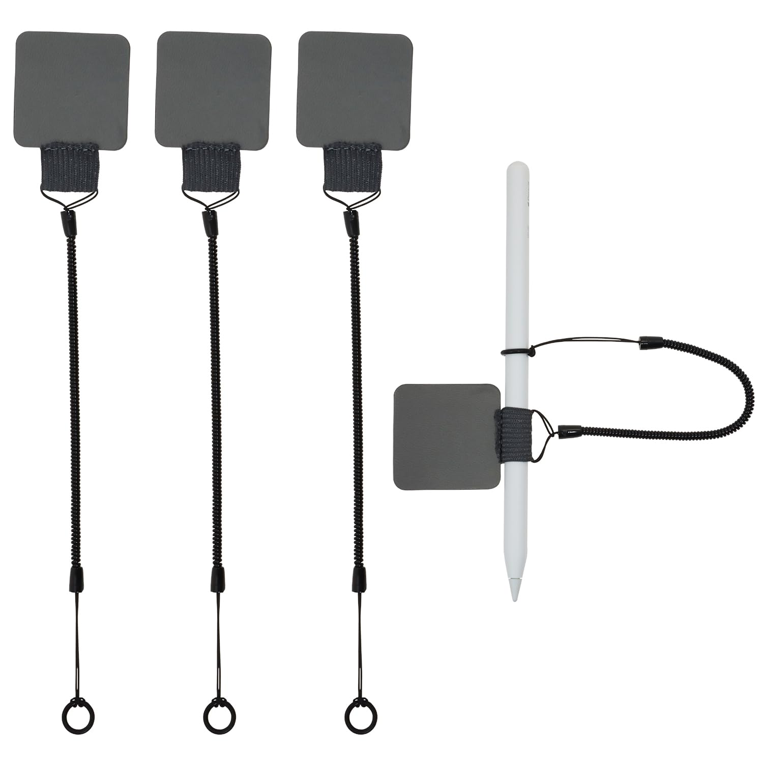Mini Skater Plastic Elastic Tether Lanyard with Silicone Ring & Pen Loop Holder for Tethering Stylus Pen to Drawing Tablet, 4 Set (Grey)-image-29