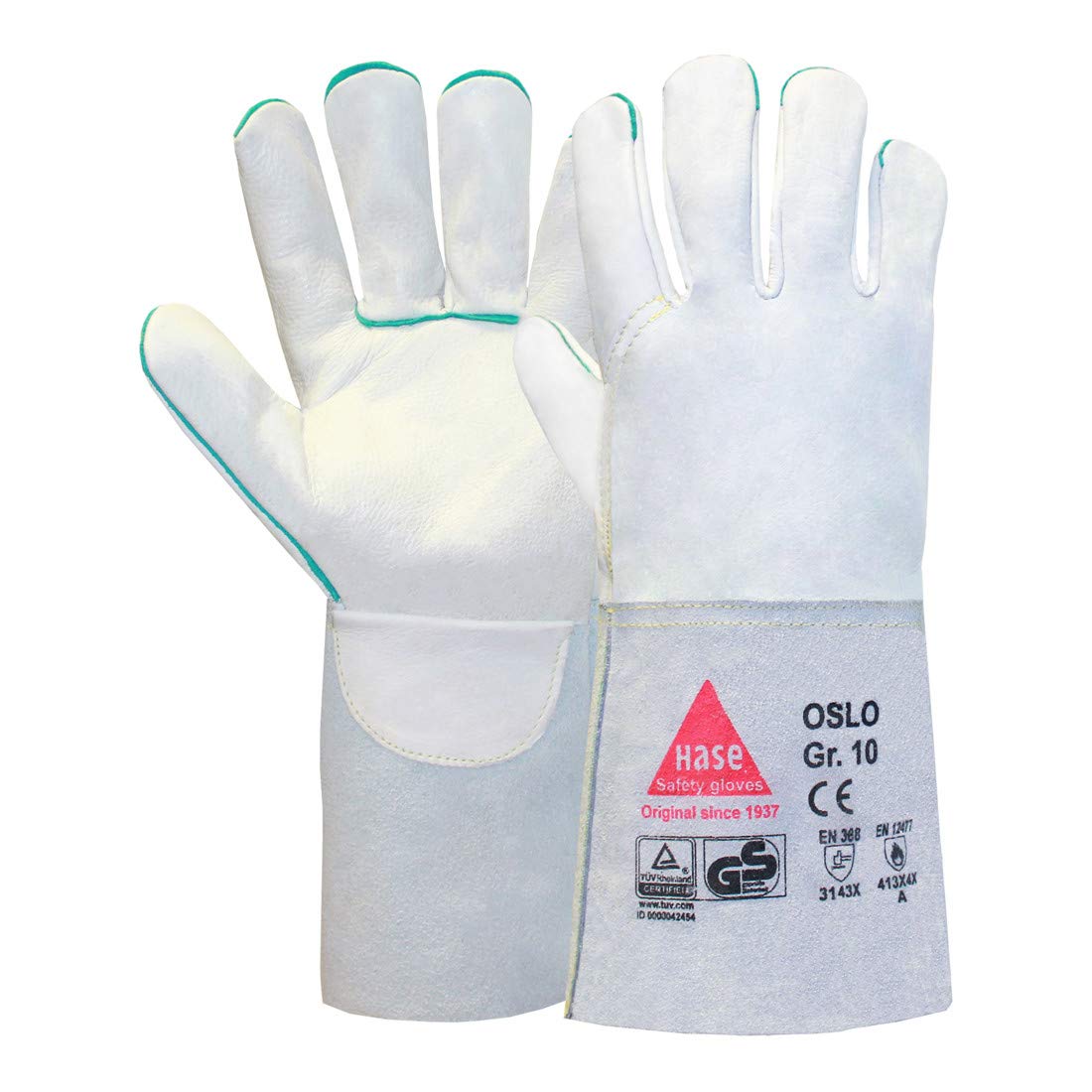 Hase Schweisserhandschuhe Oslo-K mit Stulpe Größe 10, Top-Rindnarbenleder 6 Stk