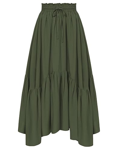 Scarlet Darkness Maxi Skirts for Women Flowy Boho Renaissance Skirt