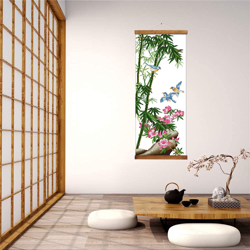 Pskgbxmu Voorgedrukte kruissteek Kits voor Volwassenen Madeliefje Bloem Vlinder 11CT Beginners Gestempeld Kruissteek Kit DIY Borduurwerk Ambachten Naaldpunt Starter Kit Home Decor 40x50cm