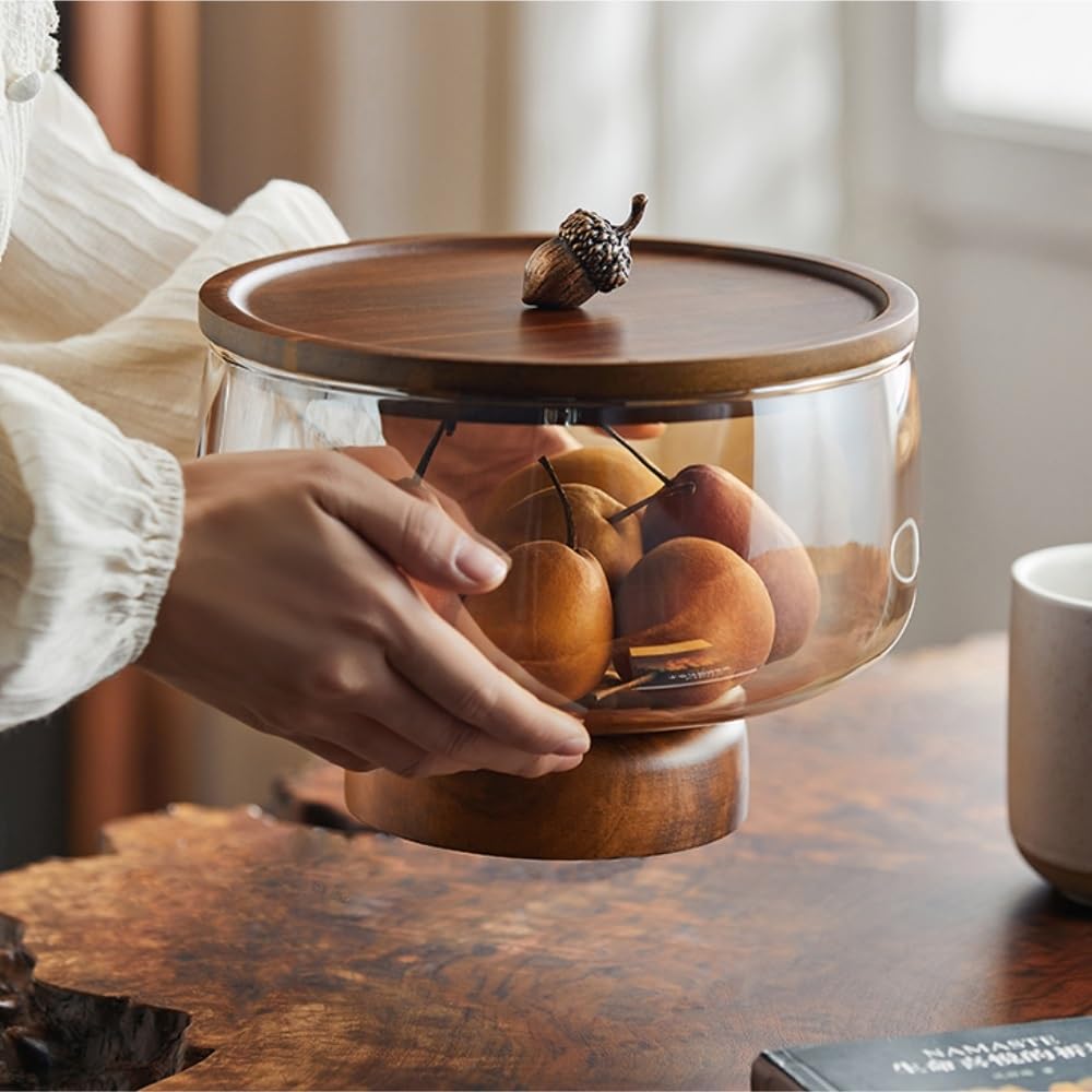 Taca na przekąski owocowe Glass Fruit Plate Living Room Coffee Table Household Exquisite High-color Dry Fruit Candy Snacks Placed on The Plate High Fruit Basket Dekoracja domu