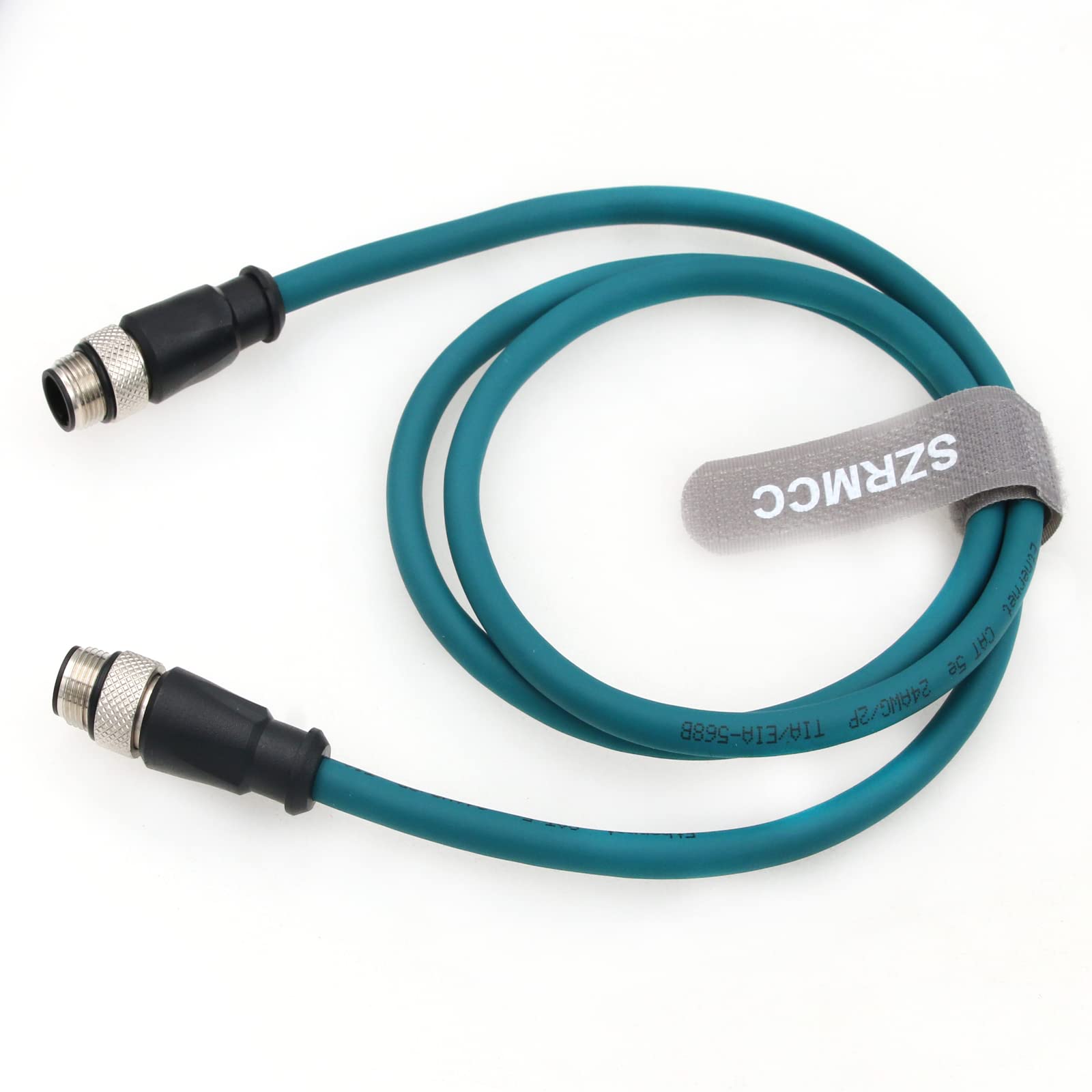 SZRMCC M12 Ethernet Kabel D-Code 4 Pin auf 4 Pin Stecker Cat5e High Flex Wasserdichtes Abgeschirmtes Netzwerkkabel für Basler Cognex Industrie kamera Sensor Automation (10M)
