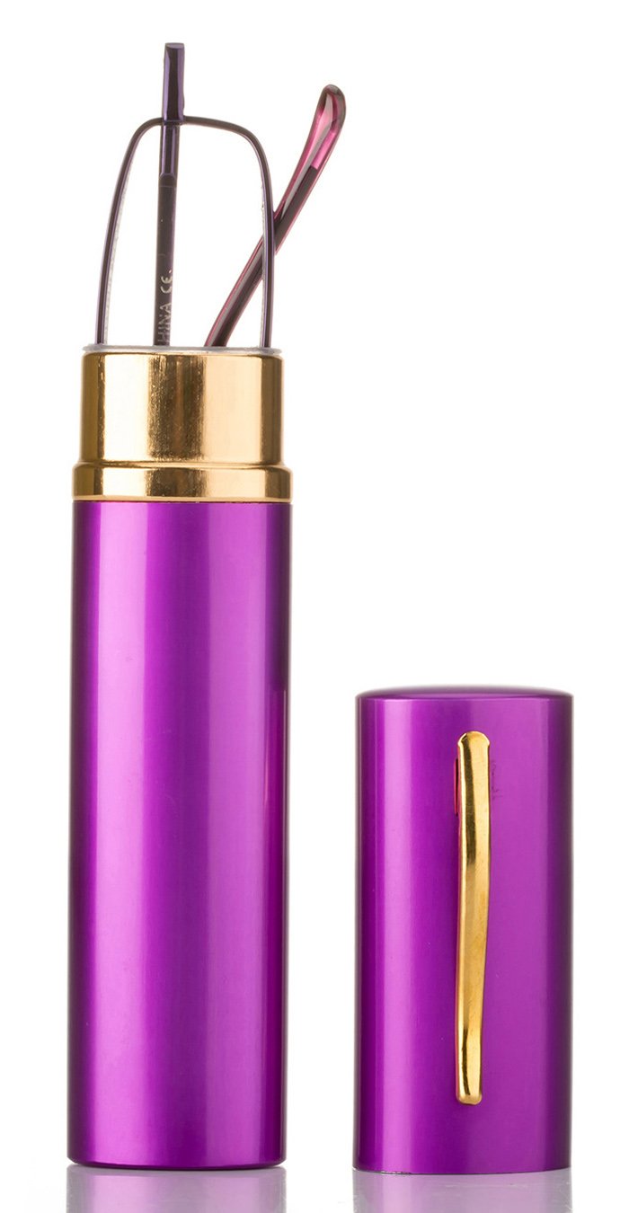 Newbee Fashion -"Pocket Readers Ultra Compact Spring Temple Reading Glasses w/Portable Pocket Clip With Aluminum Case