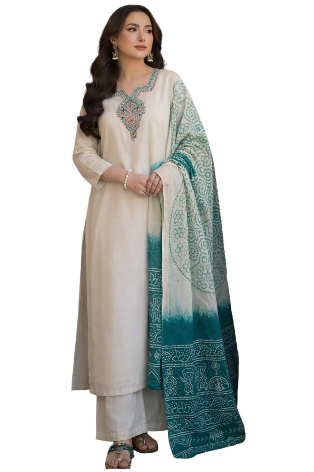 Women's Viscose Blend Embroidered Straight Kurta with Palazzo & Dupatta | Ethnic Kurta Set for Women | Festive Traditional Suit Set | Office, Party & Wedding3 Outfit-image-29
