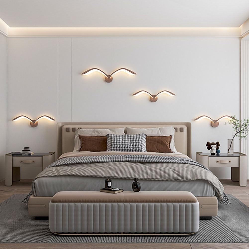 OOWOKS Möwe Wandlampe Innen LED Vogel Nachttischlampe Dimmbar mit Fernbedienung 3 Farbtemperaturen+RGB 50cm Tiere Wandleuchte Weiß Acryl Lampenschirm 9W Deko Lange Lampe für Kinderzimmer Wohnzimmer,D