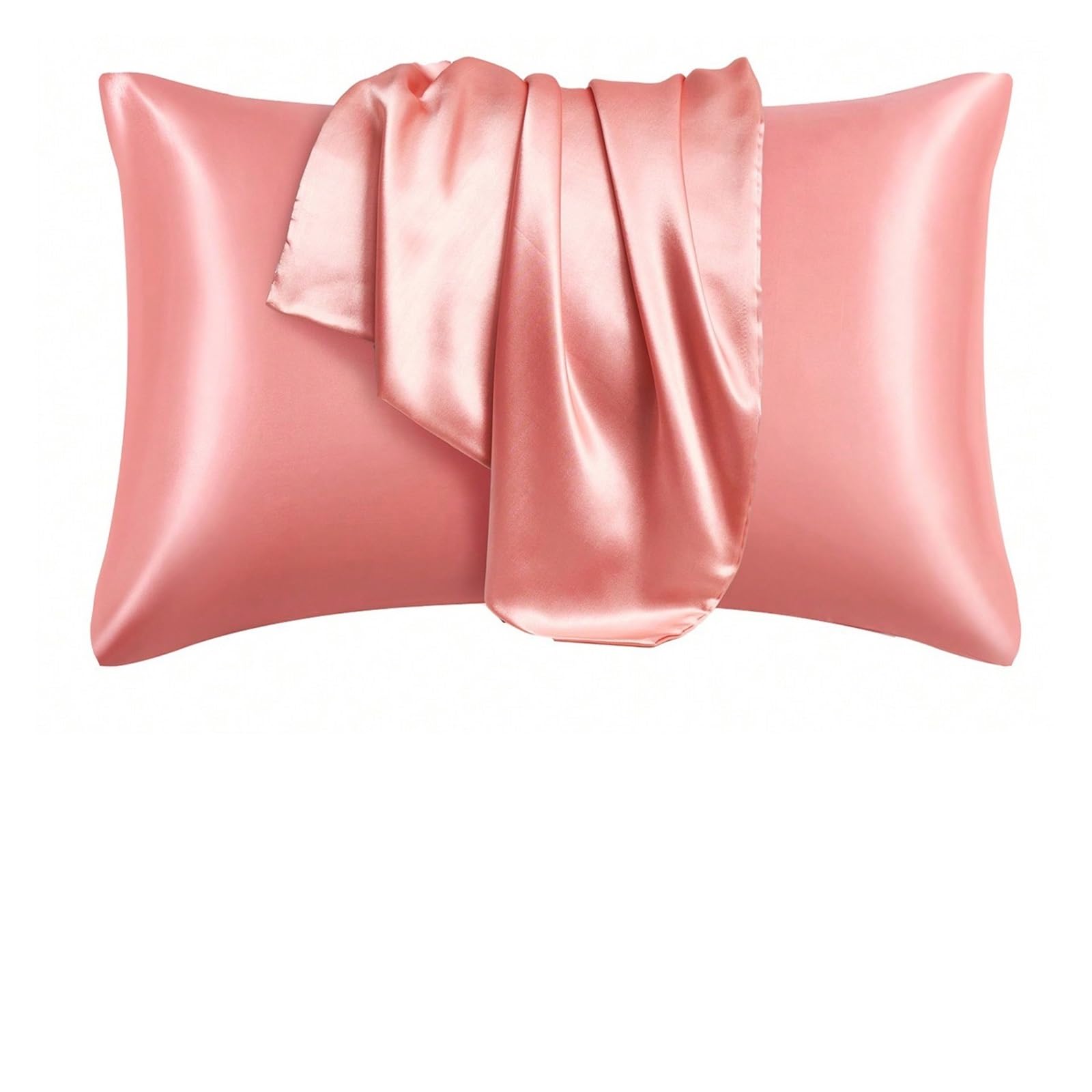 Silky Pillow Covers, 2 Pcs Silk Satin Pillowcases, Envelope Closure, Multicolor, 20x(26-40) inch(Orange,20x30 inch)