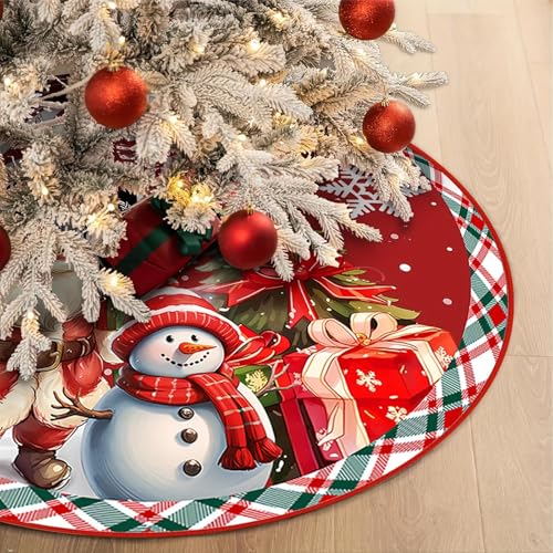 BSITSSS Schneemann Weihnachtsbaum Rock, Weihnachtsbaum Decke 90cm, Weihnachtsmann Weihnachtsbaumrock Weihnachtsbaumdecke Tannenbaumdecke Christbaumdecke, Christmas Tree Skirt WeihnachtsbaumDeko