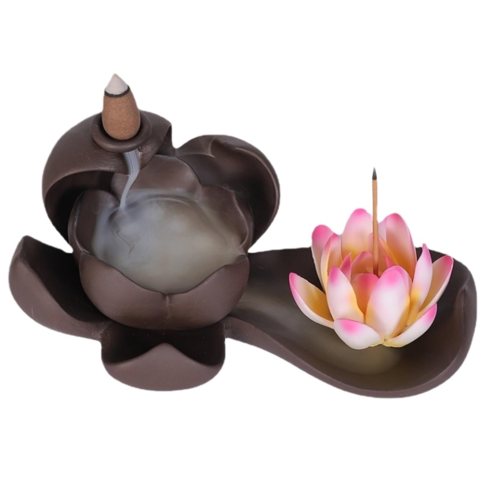 Incense Burner Purple Sandalwood Backflow Incense Burner Home Aromatherapy Creative Ornaments Home Decor(Pink)