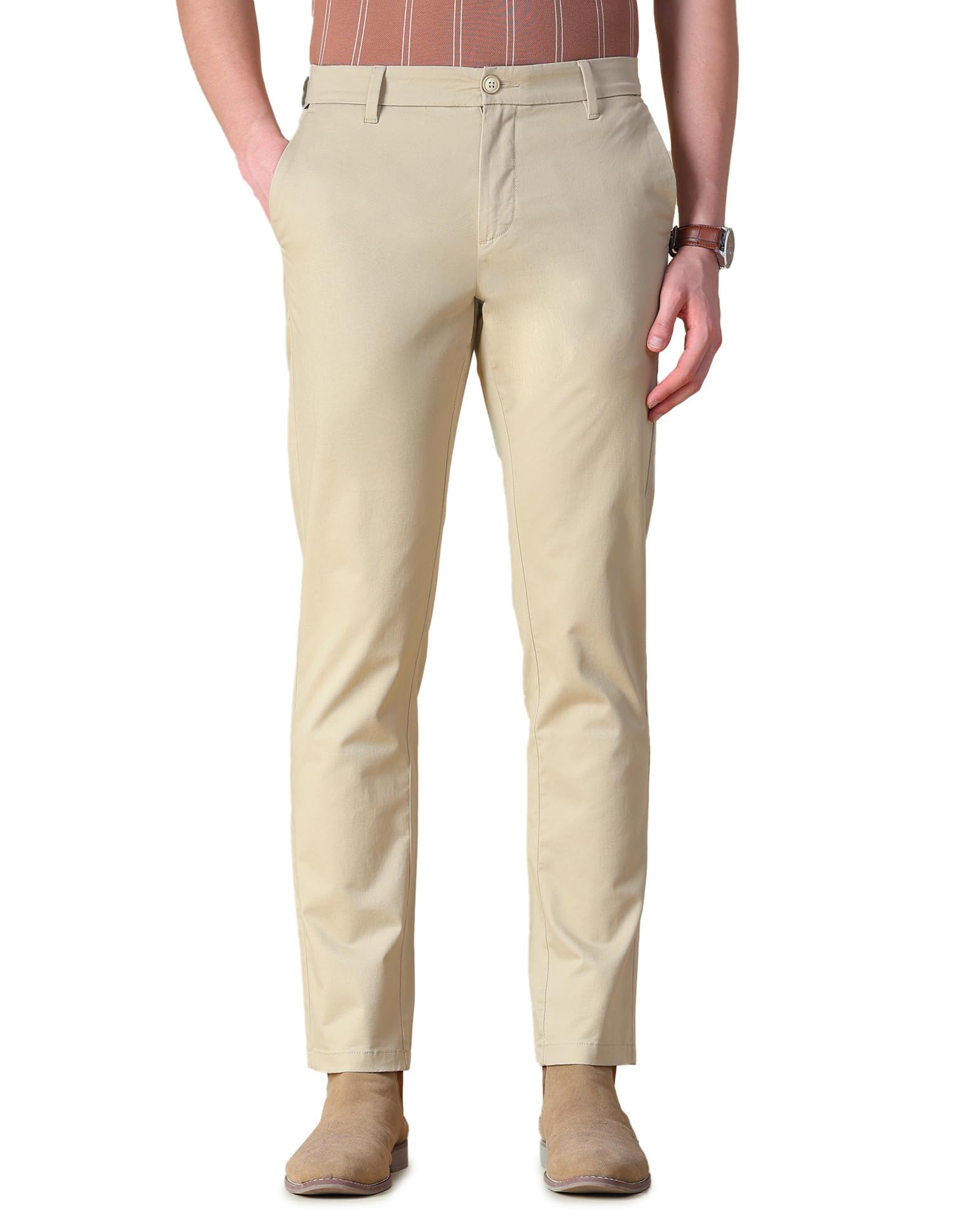 U.S. Polo Assn. Dobby Riley Straight Fit Trousers in neutral