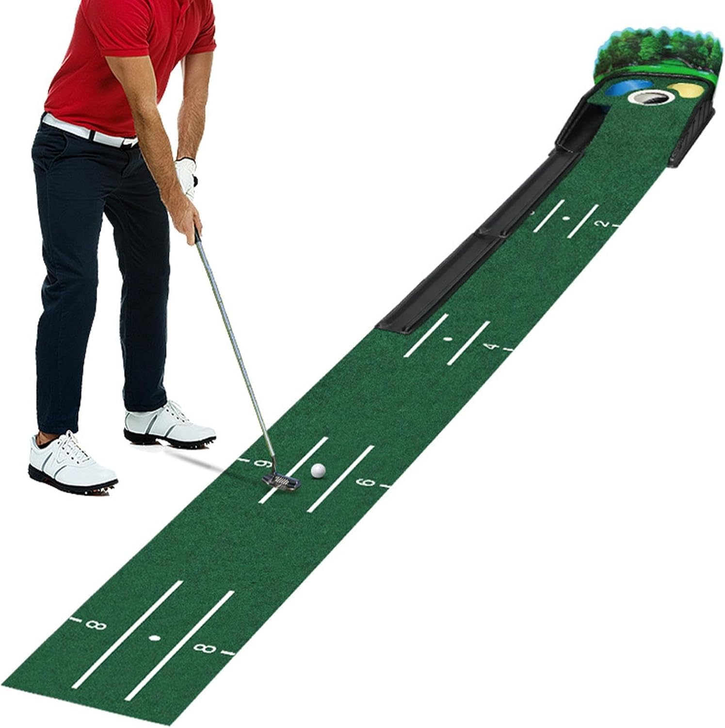 275x35CM Indoor-Golfmatte – Professioneller Übungsrasen für Zuhause, Büro und Garten | rutschfeste Golf-Trainingsmatte für Schwung und Putten, robuste, tragbares Design,ideal für Indoor-Golf