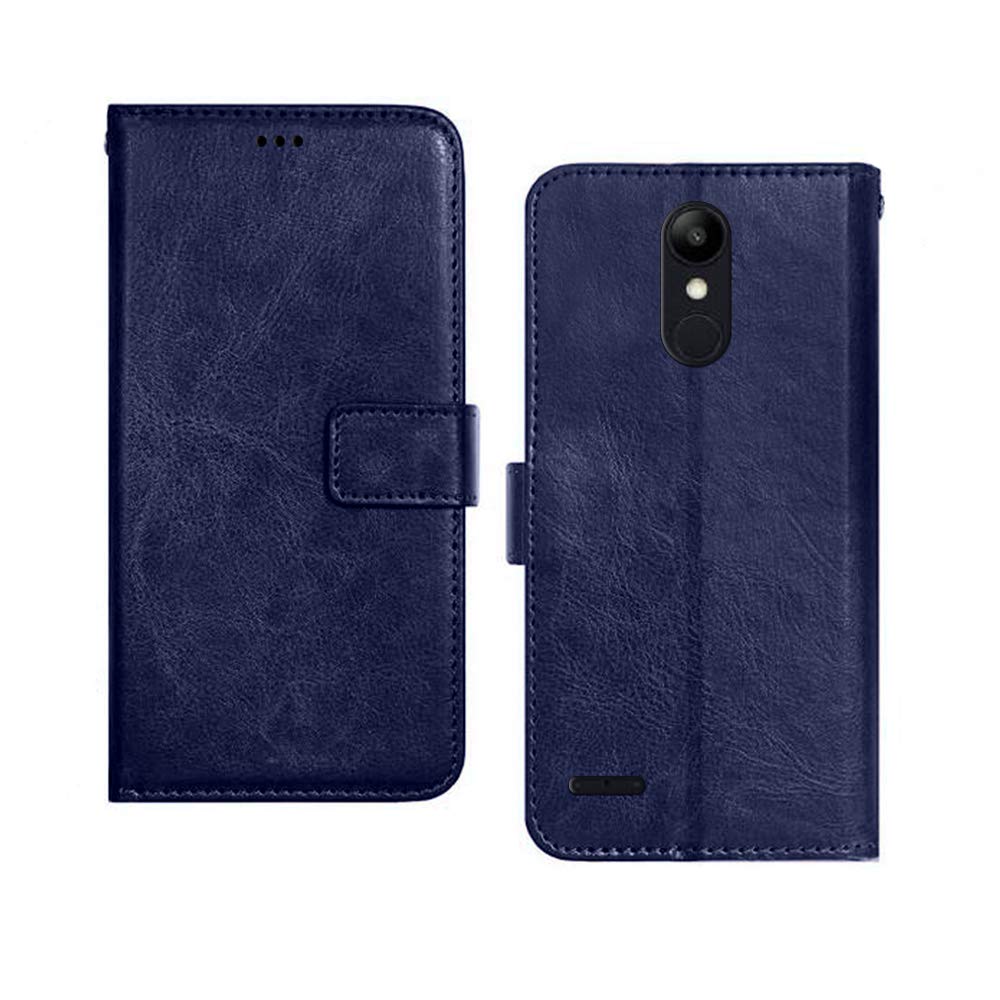Pinaaki Enterprises LG K9 Flip Case | Premium Leather Finish | with Card Pockets | Wallet Stand |Complete Protection Flip Cover for LG K9 - Blue