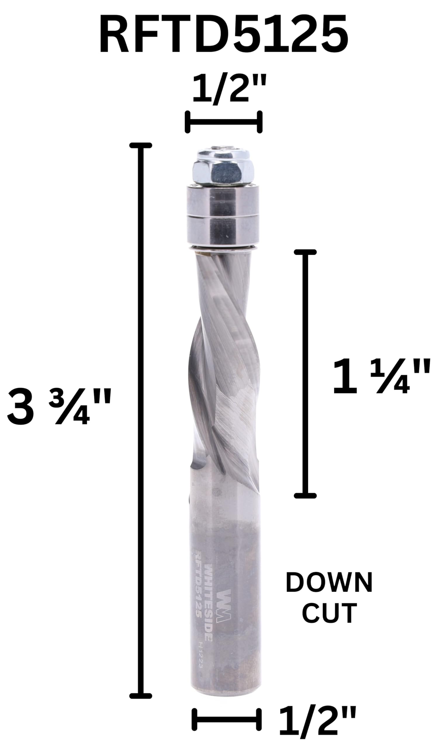 Whiteside Router Bits RFTD5125 1/2-Inch Spiral Trim Bit - Dettaglio