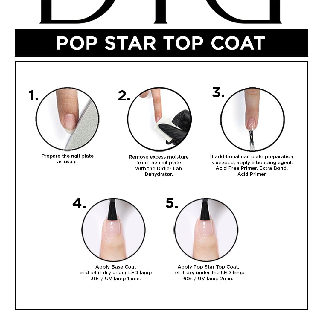 Gel polish Top coat no wipe "Didier Lab", Pop Star, No2