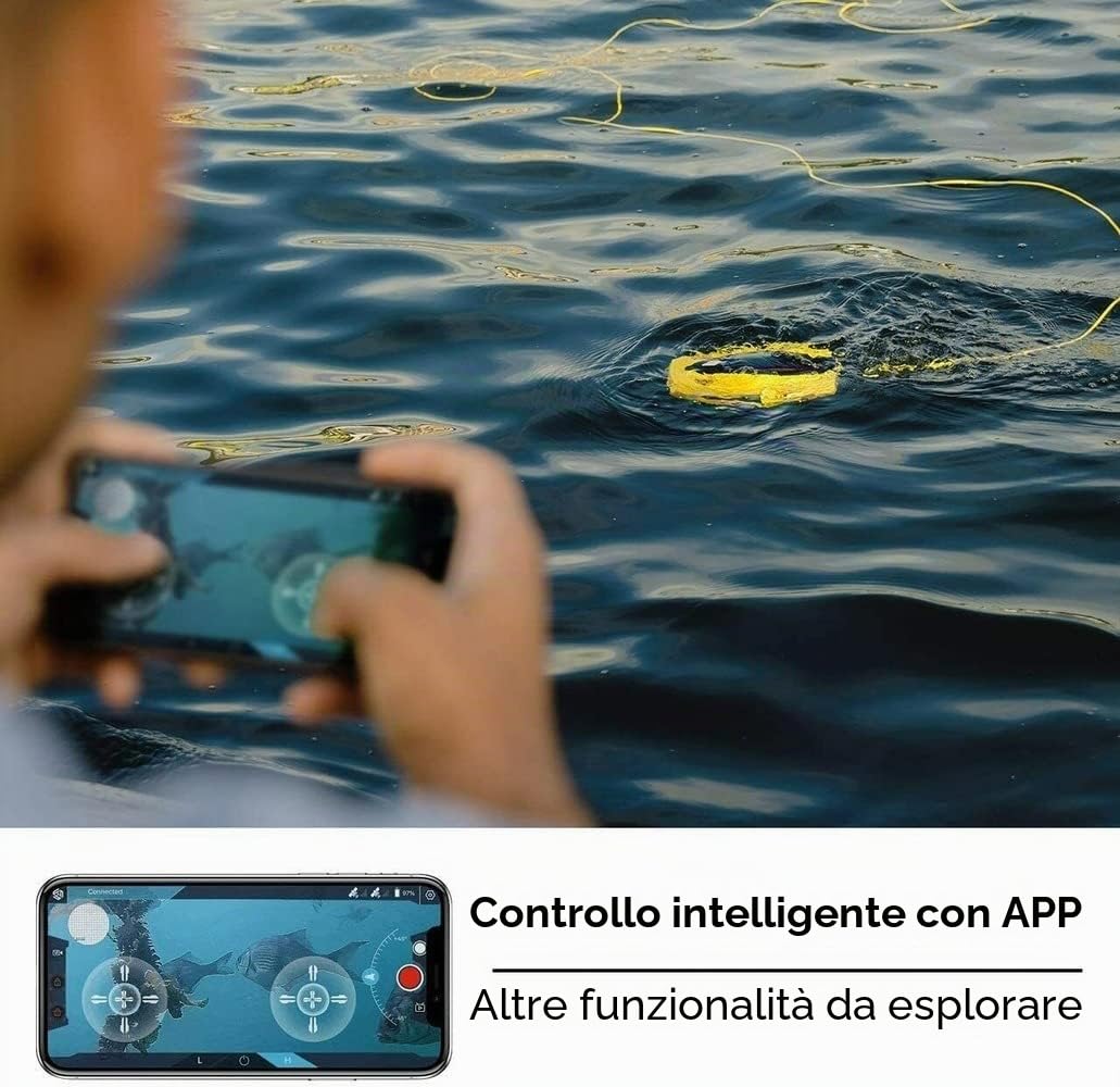 CHASING Dory Drone subacqueo subacqueo Full HD 1080p con fotocamera per visualizzazione in tempo reale, telecomando APP e portatile, con custodia per il trasporto, boa WiFi e cavo da 15 m, ROV