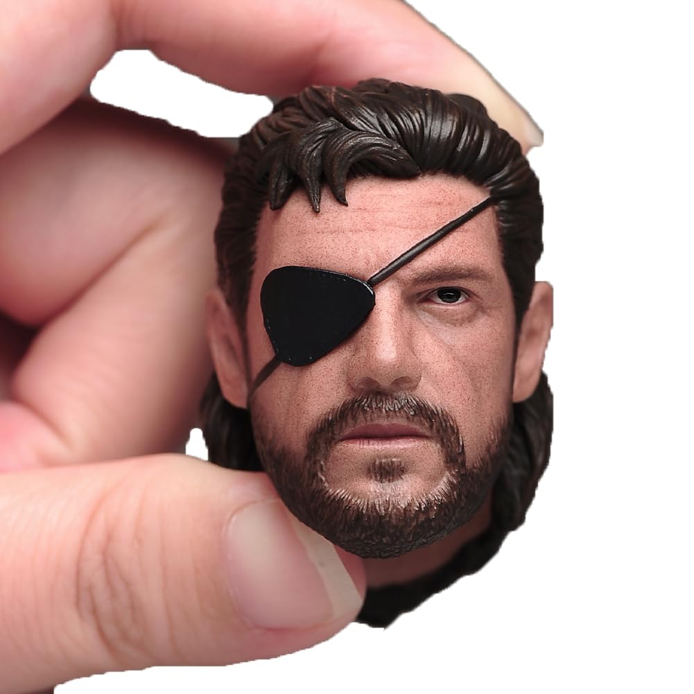 Fremego 1/6 Scale Male Head Sculpt, European Strong Man Old Snake Head Carved One Eyed Version Head Model for 12inches Soldier Action Figure Body (Normal Version)