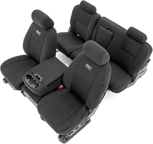 Rough Country Fundas de asiento de neopreno para Chevy/GMC 1500-2500 HD (2007-2013) – Fundas de asiento Silverado resistentes a los rayos UV y al