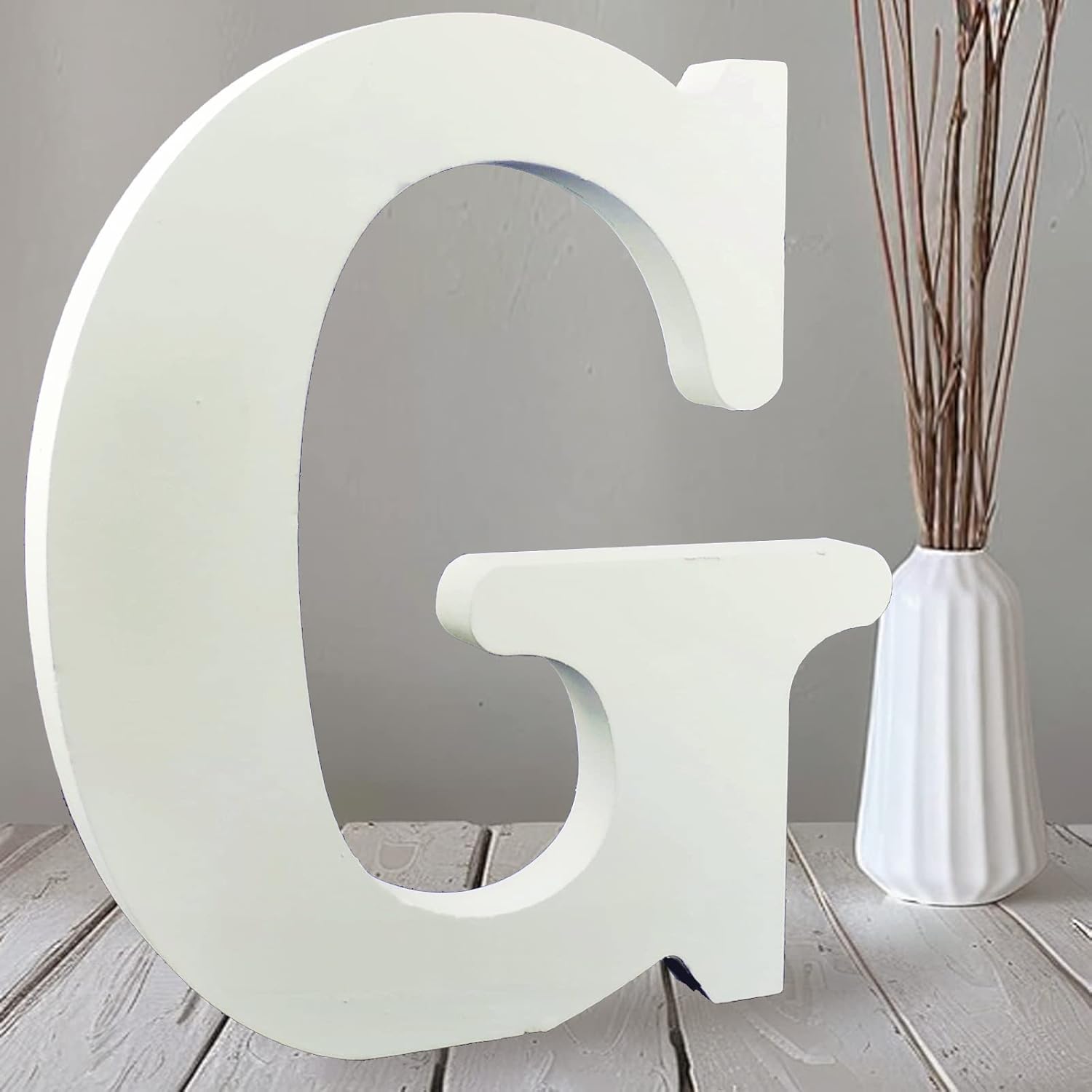 AOCEAN 10 Inch White Big Wood Letters, Unfinished Wooden