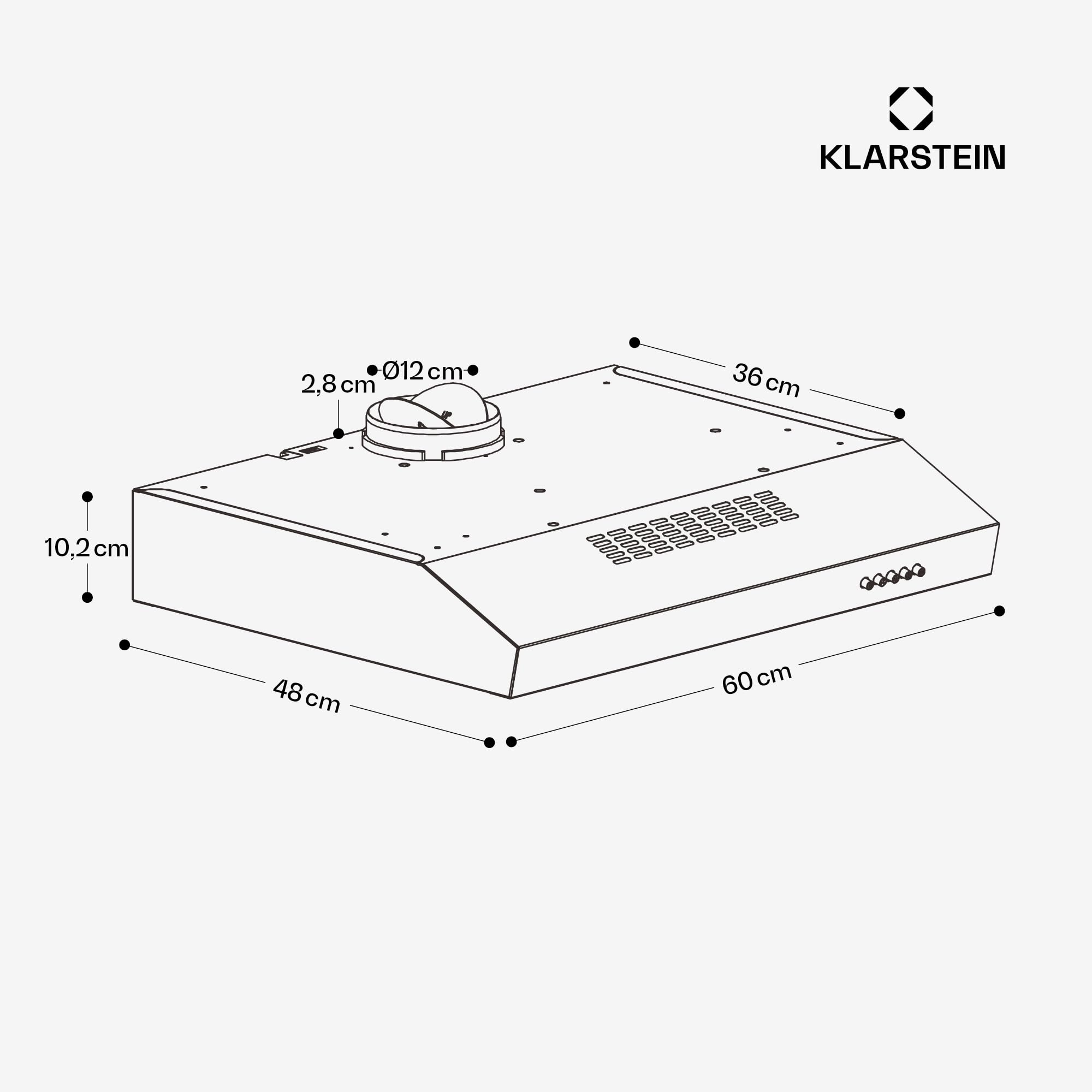 Klarstein SlimVent Hotte Aspirante, 60 cm Hotte de Cuisine Gain de Place, 178 m³/h, Énergie A+, Silencieuse 52 dB, LED, Filtre à Charbon, à Tiroir, Argent