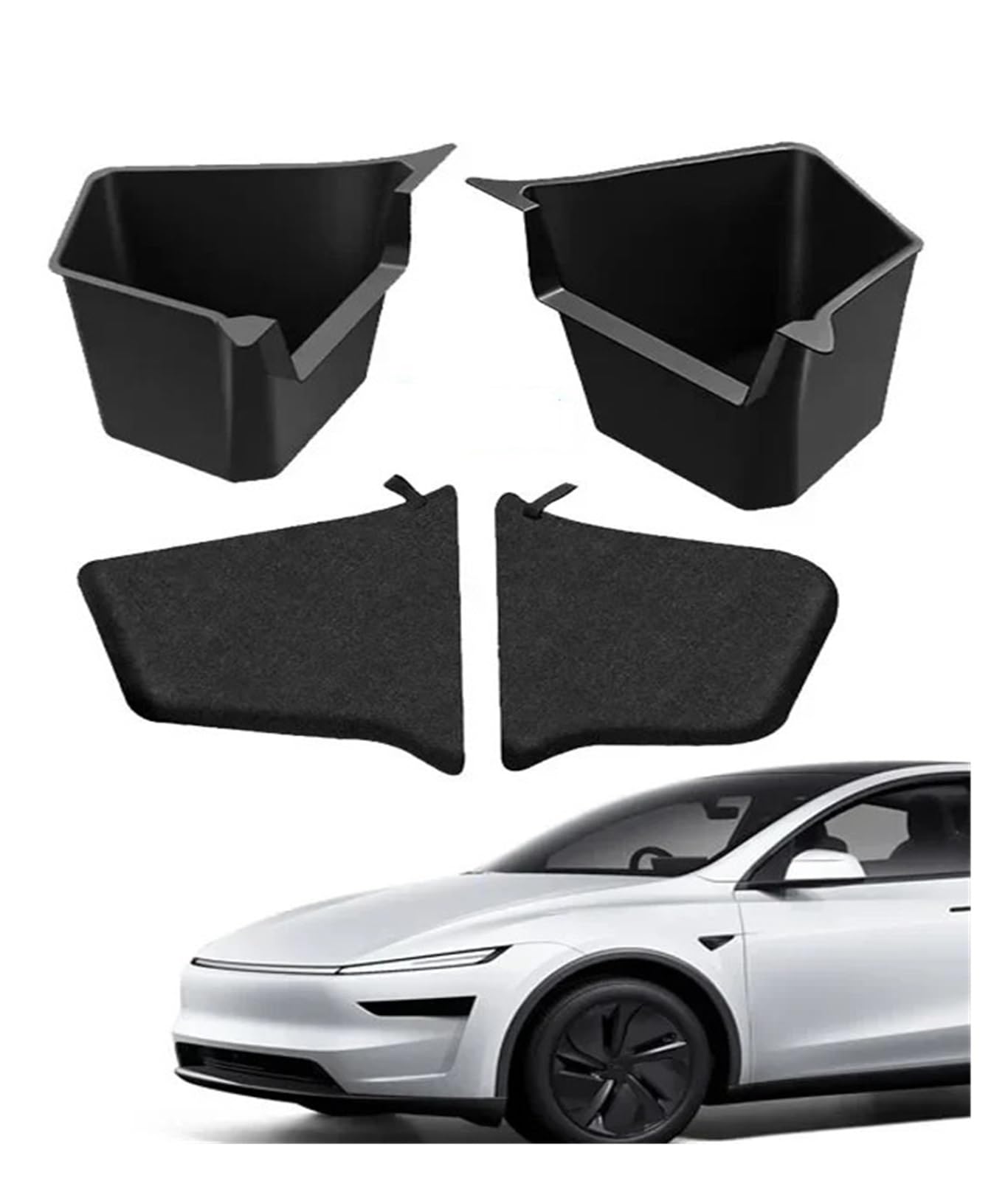 Lhdktee Cargo Cover For Tesla For Model Y For Juniper 2025 Trunk Side Left Right Tidying Packet Storage Box Flocking TPE Mat Cover Organizer Rear Trunk Parcel Shelf(TYPE 1)