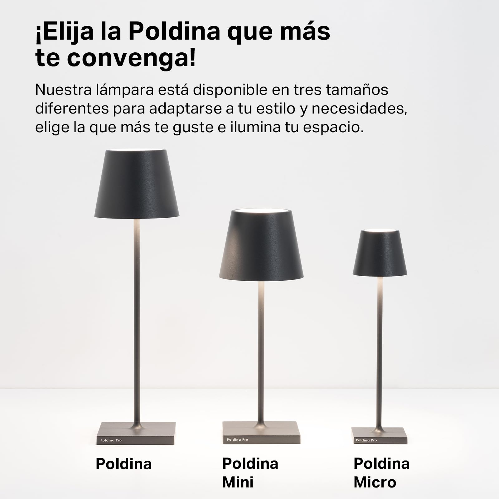 Zafferano, Poldina Pro, Lámpara de Mesa Recargable e Inalámbrica con Control Táctil, También Adecuada como Lámpara de Exterior, Atenuador, 2200-3000 K, Altura 38 cm, Color Azul Avio