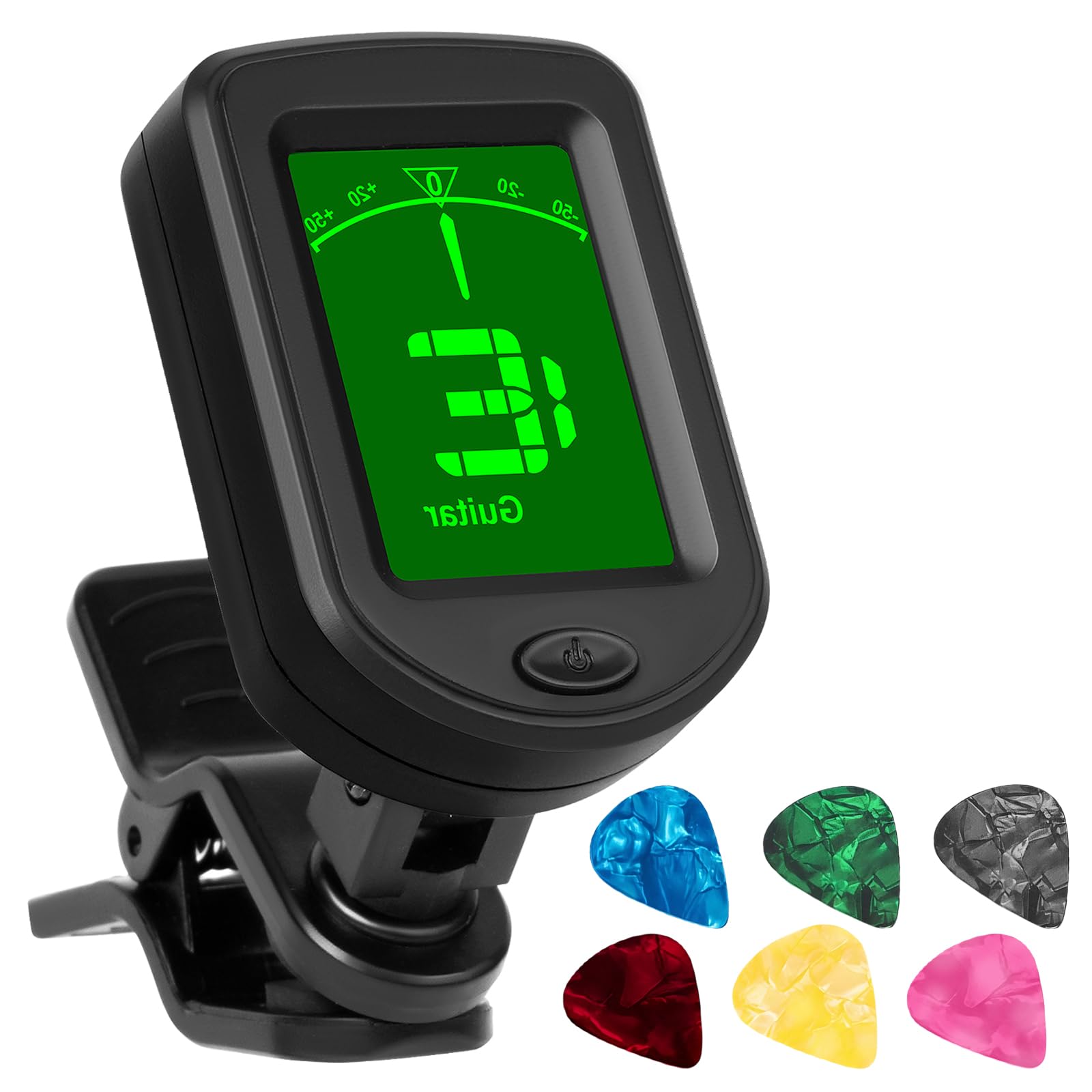 AMFUN Guitar Tuner Clip On, Digital Tuners of Guitar Accessories with LCD Display
