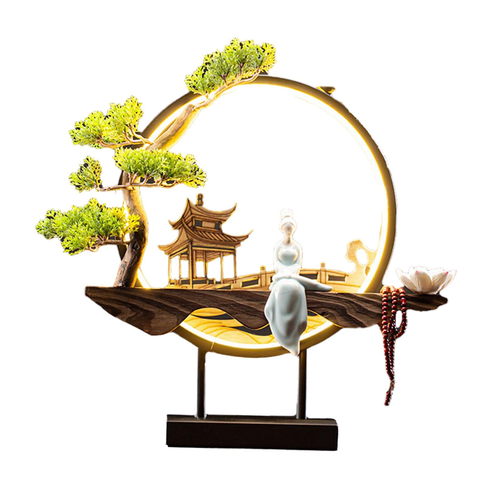 perfk LED-Lampe Rückfluss-Räucherstäbchen-Brenner im traditionellen chinesischen Stil, Figur, Rückfluss-Brunnen, Landschaftsdekor, Handwerk, Stil I